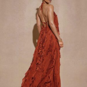 Snake Print Backless Maxi Dress